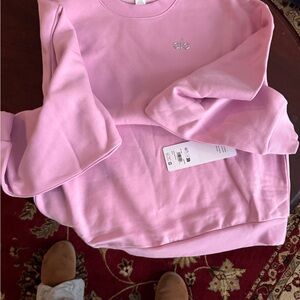 ALO Yoga candy heart  Pink Crew Neck Sweater